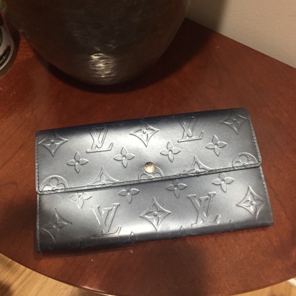 Louis Vuitton Blue Monogram Vernis Sarah Wallet Porte Tresor - Picture 8 of 9